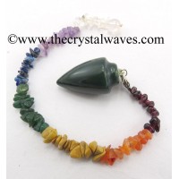 Moss Agate Smooth Pendulum With Chakra Chips Chain